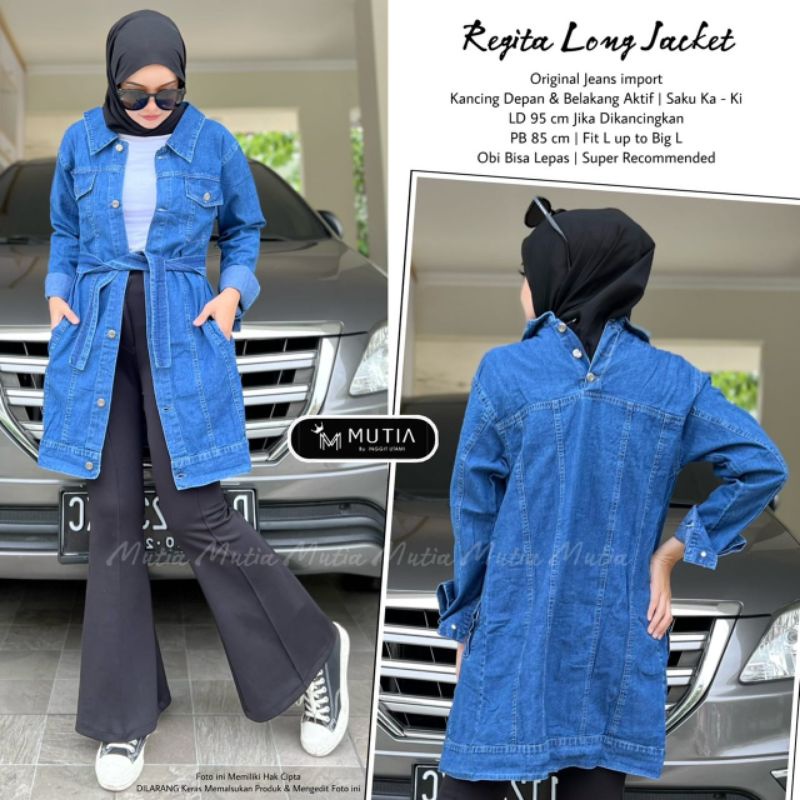 REGITA LONG JACKET BY MUTIA // JAKET JEANS WANITA // Jaket wanita