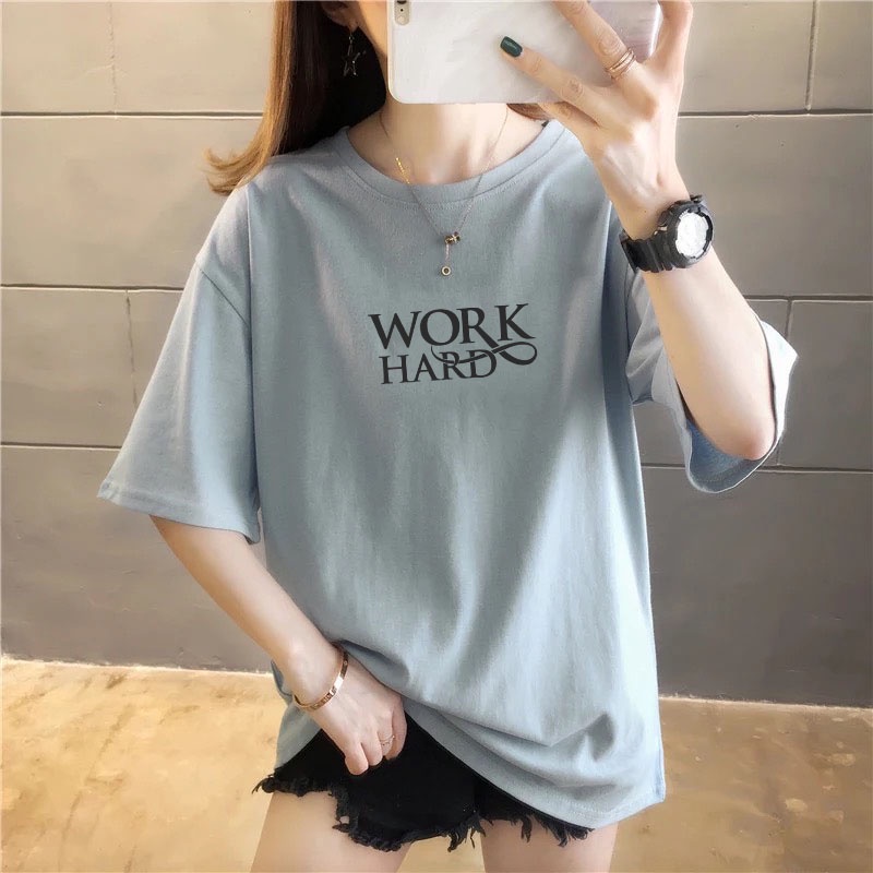 YOURSTYLE1119 - KAOS WORK HARD KEKINIAN TERLARIS MERDEKA UNISEX OVERSIZE