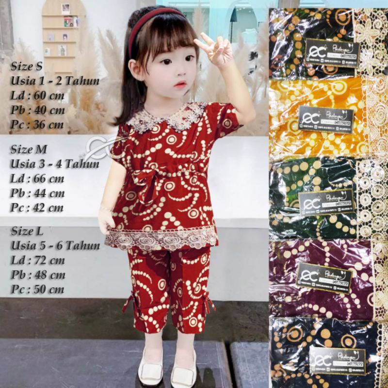 Setelan Pakaian Celana Anak Perempuan One Set 7/8 untuk 1-13 Tahun Motif Ulir Polkadot dan Soft Polk