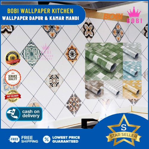 Wallpaper Sticker Dapur Bervariasi Motif / Ukuran 5mx45cm / Termurah dan Berkualitas