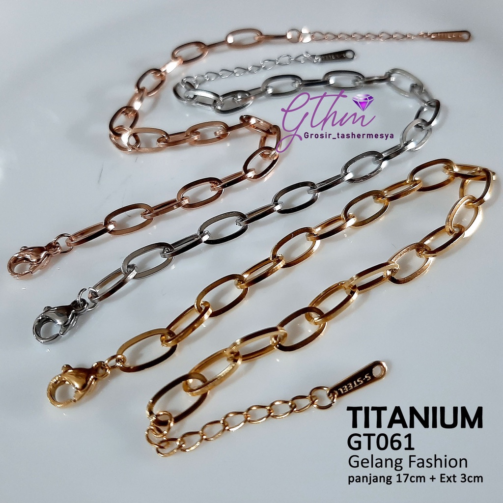 Gelang Wanita Titanium Rante Paperclip Perhiasan Import Premium Stainless Steel GT061 gthm