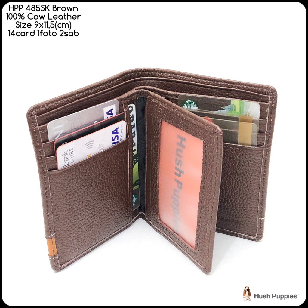 dompet kulit hushpuppies 485SK brown premium quality kulit sapi asli dompet fashion