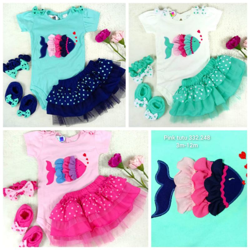 [0-18 bln] BAJU SETELAN BAYI PEREMPUAN 3in1 JUMPER ROK TUTU BANDANA TSUM TSUM 0 3 6 12 18 bulan / HAMPERS KADO LAHIRAN BAYI CEWEK