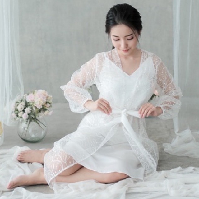 𝙏𝙪𝙩𝙪𝙡𝙡𝙚 Charmine Robe Wedding Robe Pengantin Robe Bridal Kimono Bride