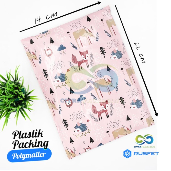 

MENYURAT-SURAT- AMPLOP PLASTIK POLYMAILER RUSFET - POLYBAG MOTIF - FOX DEER 14X22 -SURAT-MENYURAT.