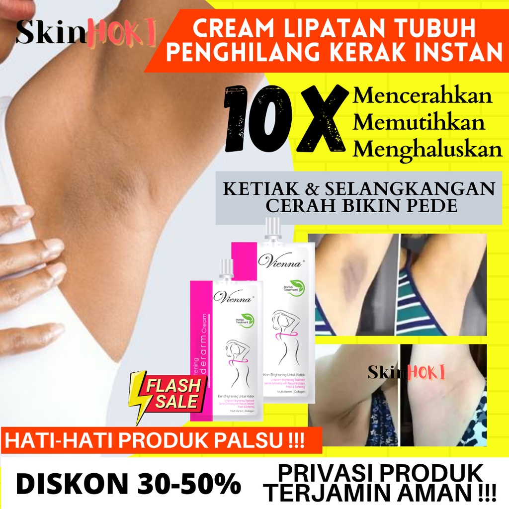 CREAM PEMUTIH KETIAK - PENCERAH SIKU - PENGHALUS LEHER - VIENNA BRIGHTENING UNDERARM CREAM 30ML ORIGINAL BPOM