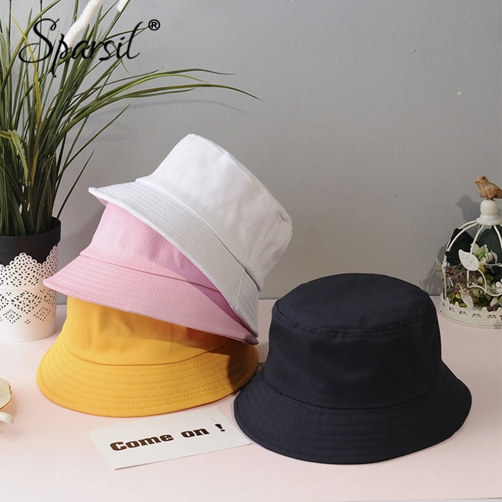 Sparsil Topi Bucket Hat Pria Wanita Dua Sisi HITAM