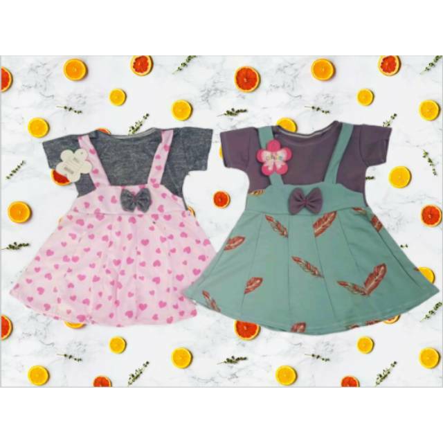 Dress kodok tali 1-2 tahun baju anak dress Overal