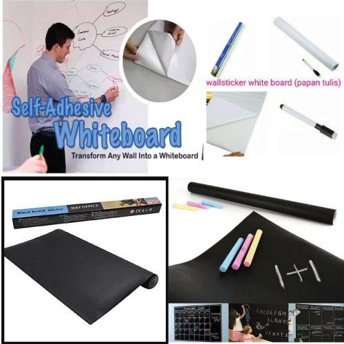 Papan Tulis Black Board White Board wallpaper sticker Warna HITAM/PUTIH Size 45cm x 2m