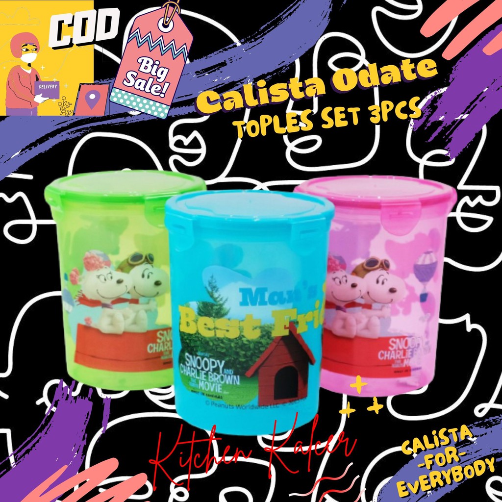 TOPLES PREMIUM CALISTA ODATE CLIP SET 3PCS 800ML TOPLES DAPUR TOPLES CEMILAN WADAH BUMBU SERBAGUNA