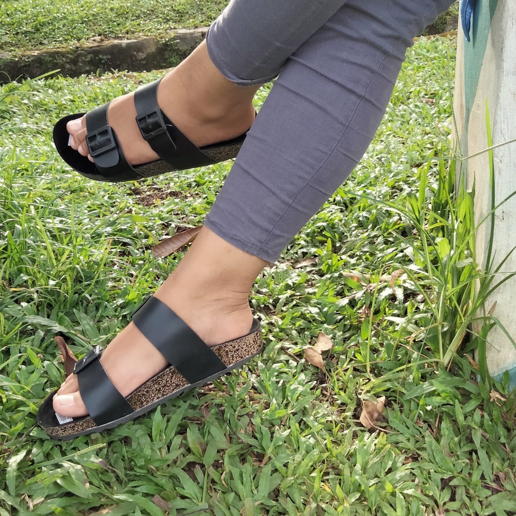 Sandal Birken Wanita Slip On Kasual Terbaru Double Strap NESANH - SALLY