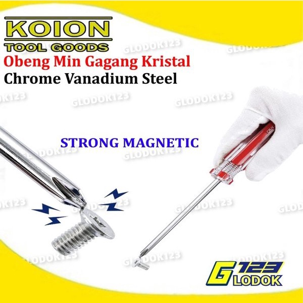 Obeng Min Magnet Slotted Screwdriver Gagang Crystal Kristal Taiwan