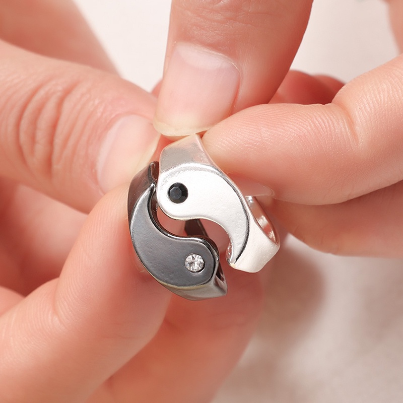 2pcs / Set Cincin Drop Oil Tai Chi Yin Yang Gosip Bahan Metal Untuk Pasangan