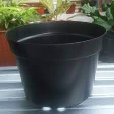 Pot bunga 30 cm hitam pot bunga plastik hitam-grosir pot bunga-POT POLOS 30 HITAM