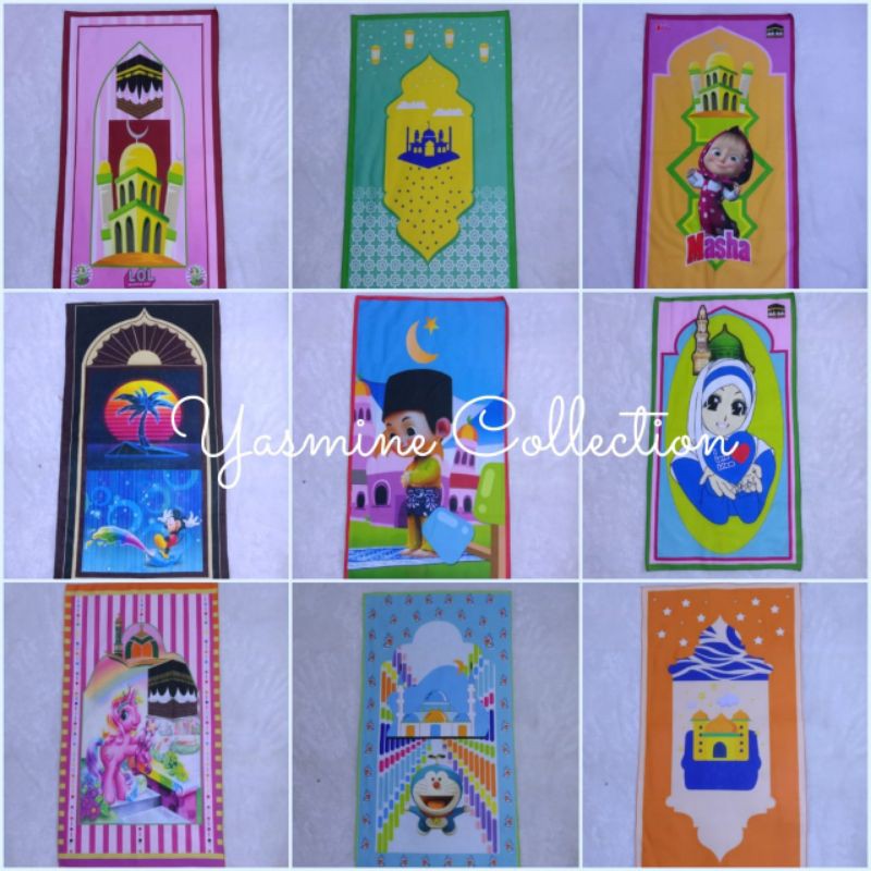 SAJADAH KARAKTER ANAK BISA MOTIF CEWE DAN COWO HARGA PROMO TERMURAH BISA ECER DAN GROSIR