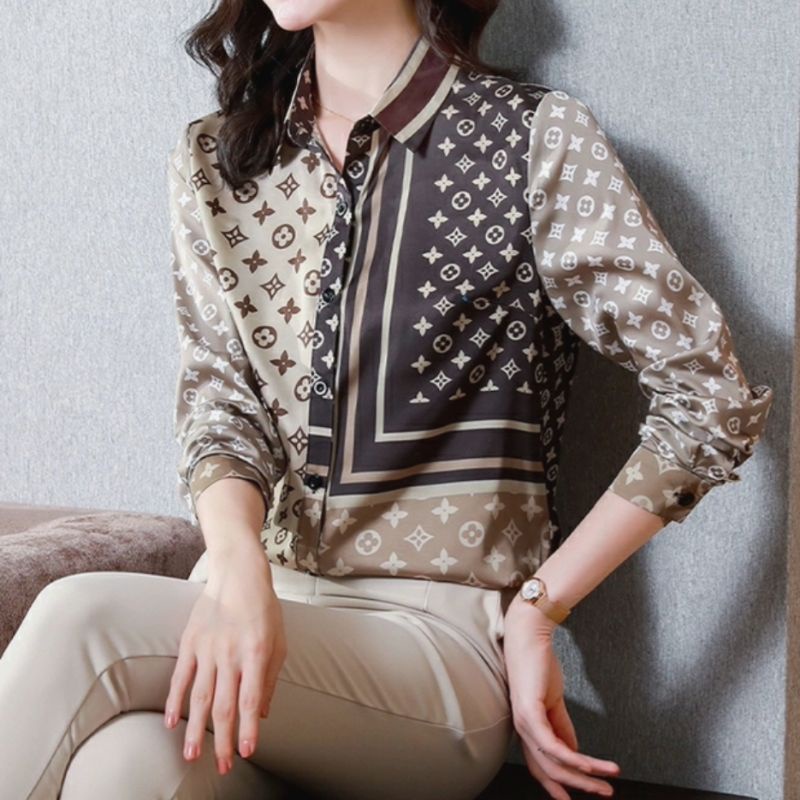 MDLV ~ 5751# Louisa Printed Shirt Kemeja ELVI Kemeja Premium Kemeja Korean style Kemeja Import Kemeja Lengan Panjang Fashion Import