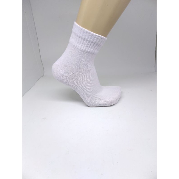 KAOS KAKI PENDEK POLOS PRIA WANITA DEWASA KAOS KAKI KERJA KANTORAN MURAH-Putih