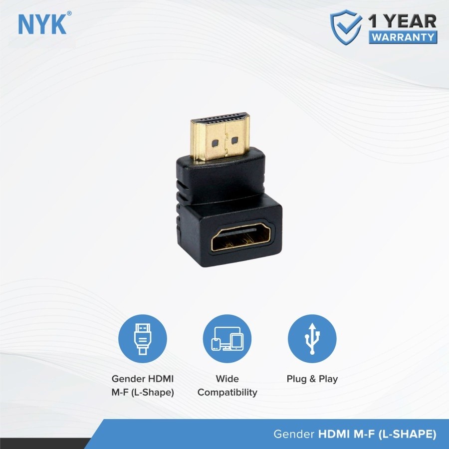 Sambungan (Gender) HDMI M-F Siku NYK / Converter Gender HDMI M/F NYK