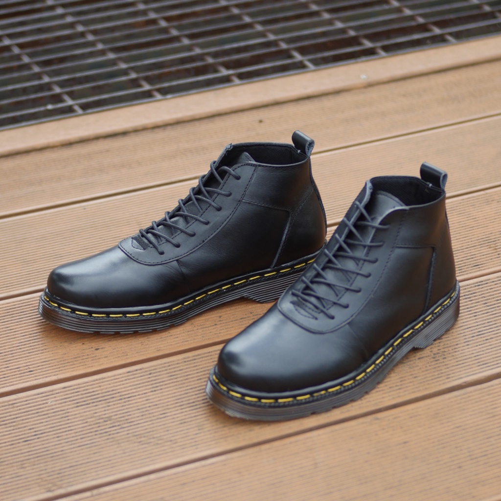 Svend 02 Black (Kulit Asli) - Boots Pria Kulit Asli Kasual Semi Formal - Boot Kulit Sapi Asli