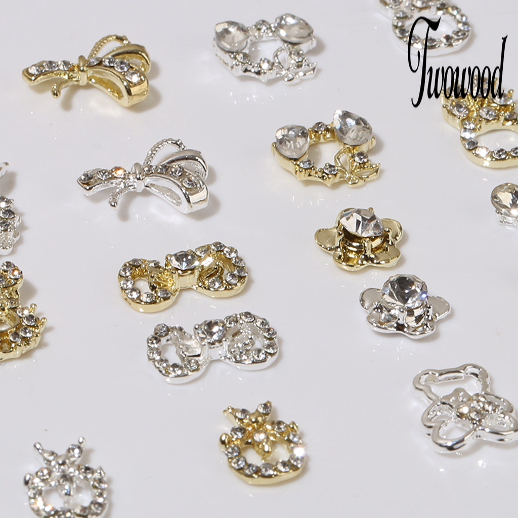 20pcs Ornamen Kuku Bentuk Pita Bahan Alloy Tahan Karat Untuk Dekorasi Manicure