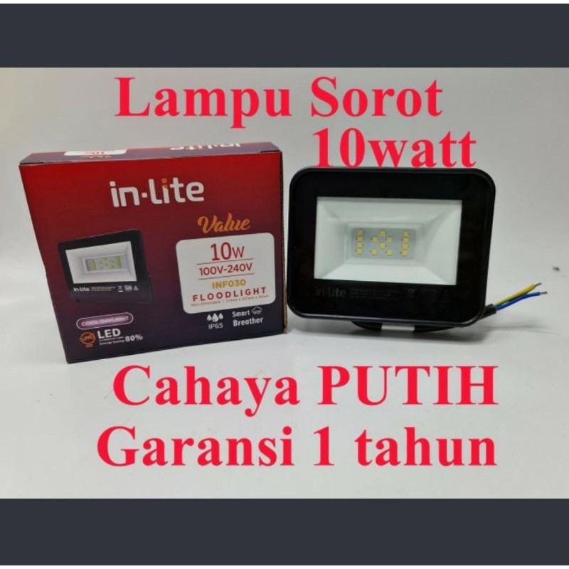 Lampu Sorot Led In-Lite 10 Watt/ Kap Sorot Led 030 Value 10 W Inlite cahaya putih