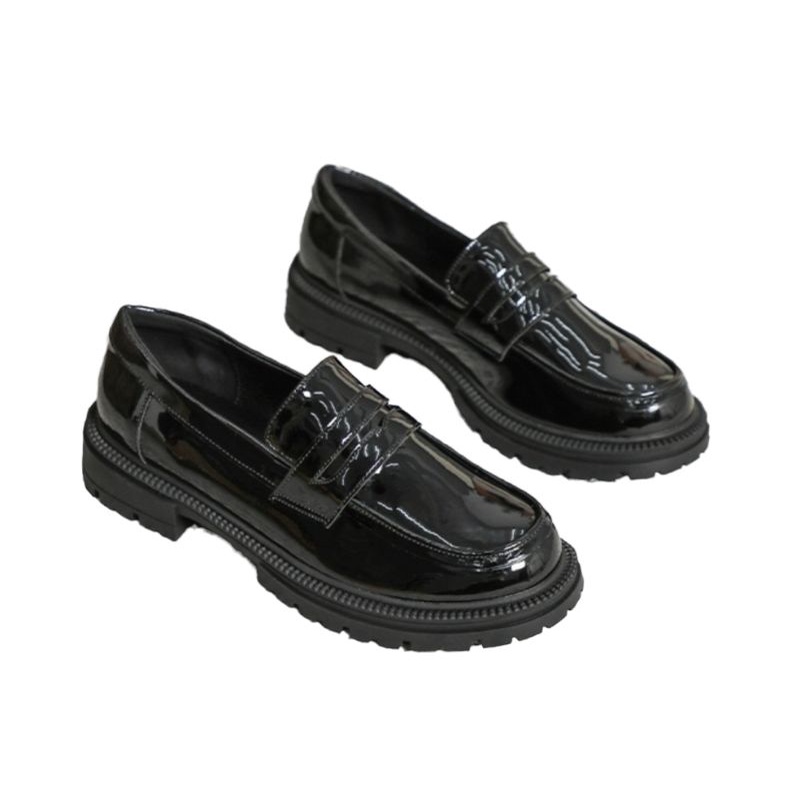 Sepatu Oxford kulit Wanita Hitam Glosy Terbaru Import Quality 8045 Sepatu Mary Jane Cewek Slip On Black Viral Kekinian 1830 Bisa Cod