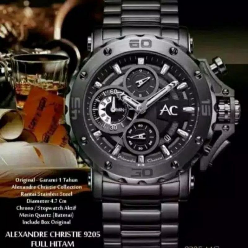 Jam Tangan Alexander Christie AC 9205 Men Tali Stainless Mesin Baterai Original