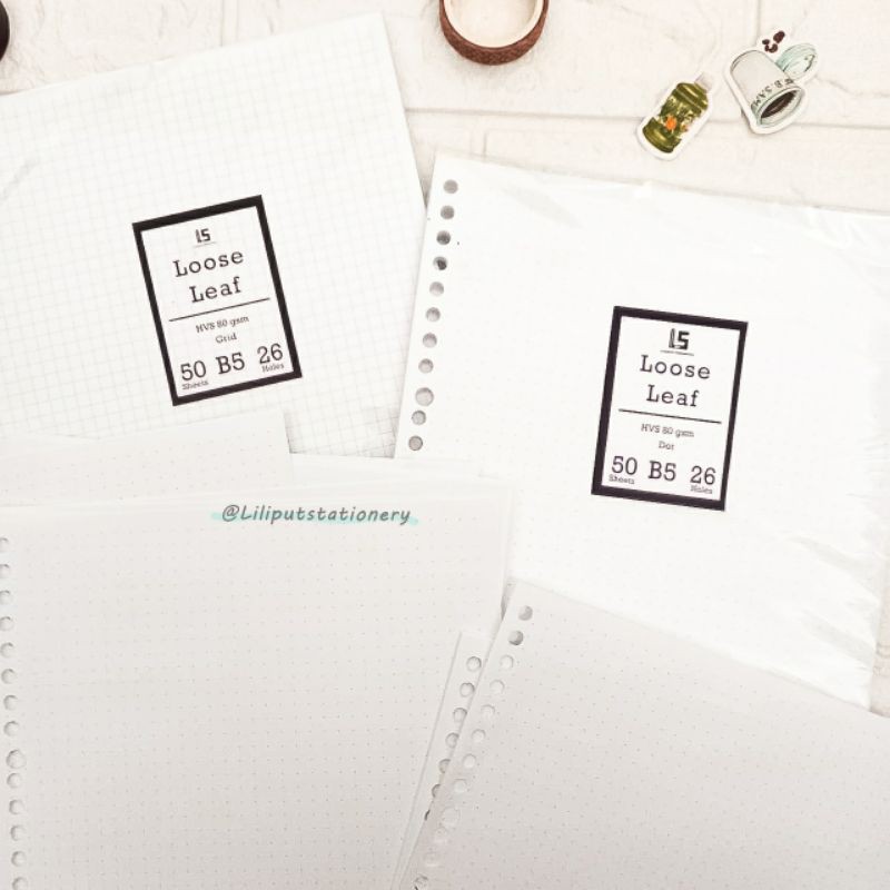 

Loose Leaf Grid/Dot/Plain/Garis 80gsm (B5&A5)