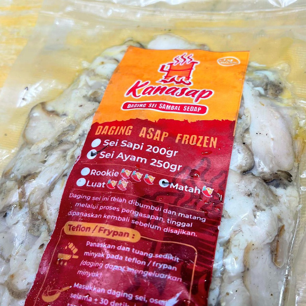 

Kanasap Se'i Ayam Daging Asap 250 G + Aneka Sambal / Sei Ayam Enak / Promo / Halal