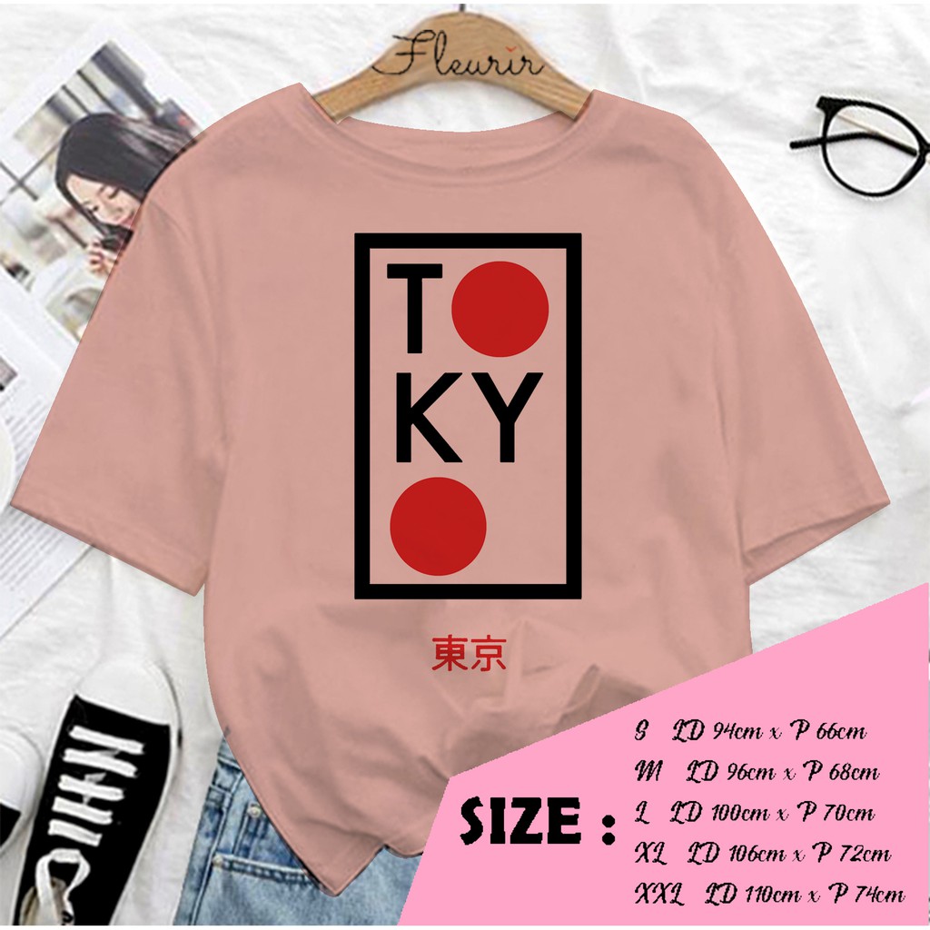 FLEURIR - KAOS TOKYO WANITA DEWASA LENGAN PENDEK TUMBLR TEE UNISEX