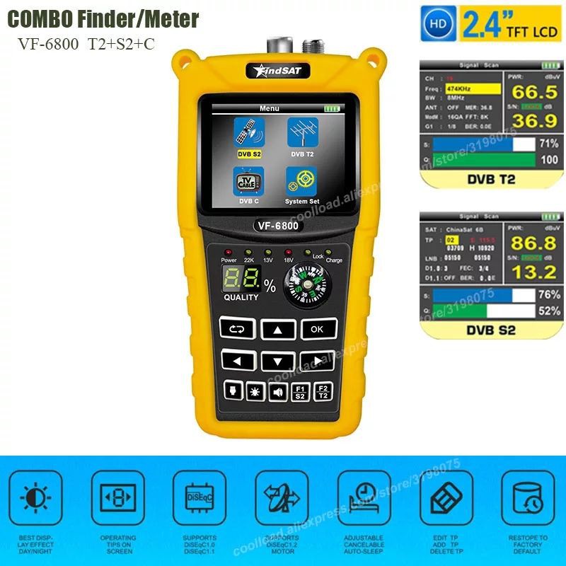 FindSat VF-6800 Combo Satfinder DVB T2 S2