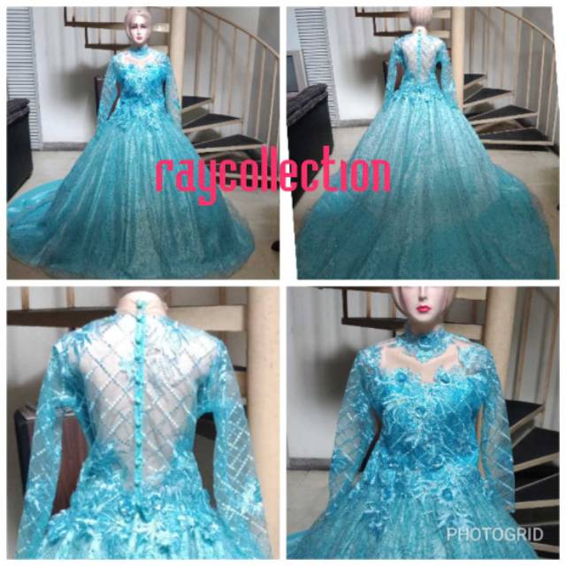 Gaun pengantin ekor ( tile akar mutiara )