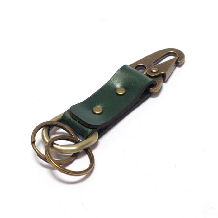 gantungan kunci kulit asli snaphook leather keychain hijau PHKC593