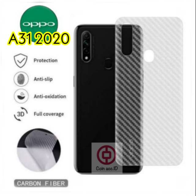 GARSKIN CARBON 3D OPPO A31 A5 A9 2020 - SKIN/stiker hp/pelindung belakang