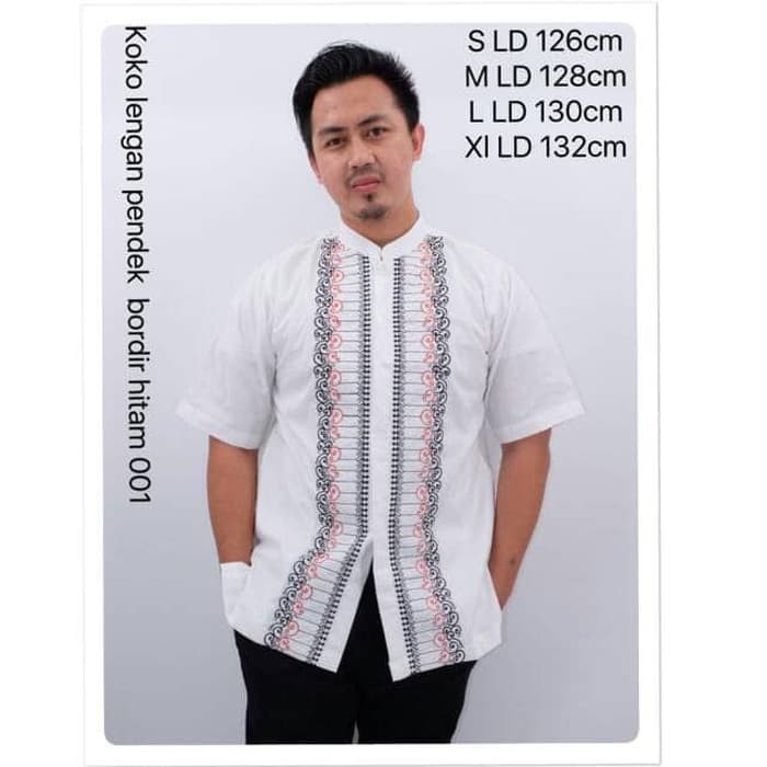 exclusive koko katun murah lengan pendek bordir hitam 001