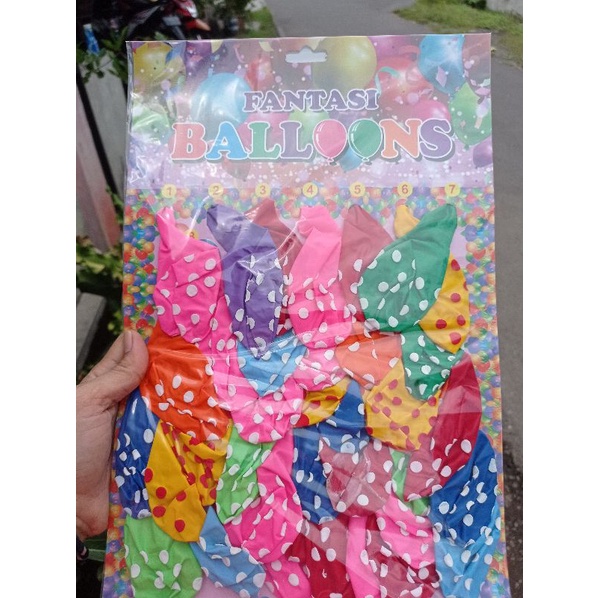 (40pcs)Balon Lembar Timbul Love Panjang Bulat Fantasy Latex Jumbo Dekor Warna -Warni Grosir Murah 1 Pack