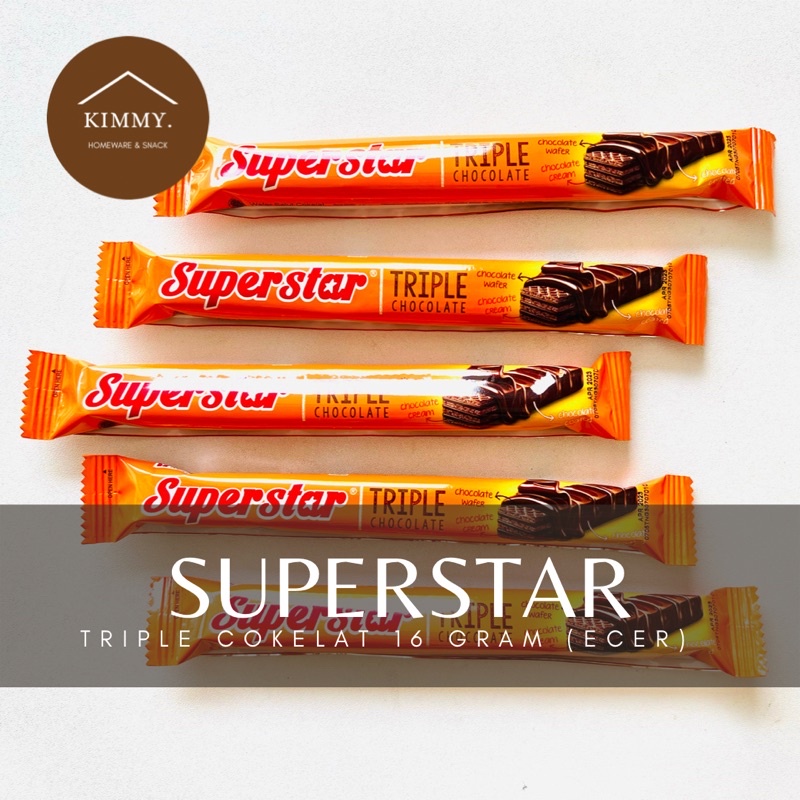 

SUPERSTAR WAFER TRIPLE CHOCOLATE ECER SATUAN / SUPERSTAR TRIPLE COKELAT/ SNACK CEMILAN MAYORA