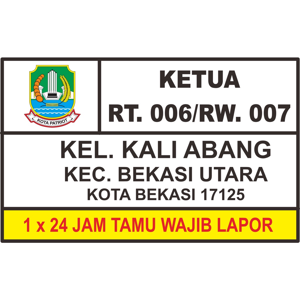 

Papan acrylic KETUA RT / RW dll tulisan bisa reques sesuai daerah
