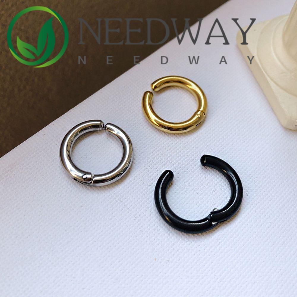 Anting Klip Tanpa Tindik Bahan Titanium Steel Warna Solid Untuk Pria Dan Wanita