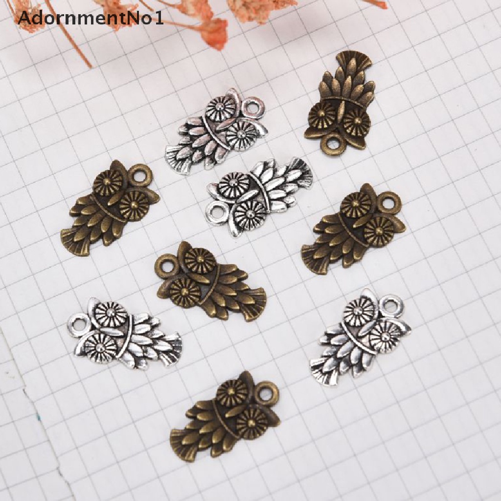 (AdornmentNo1) 10pcs / Set Liontin Bentuk Burung Hantu Bahan Alloy Gaya Vintage Untuk Kerajinan Tangan DIY