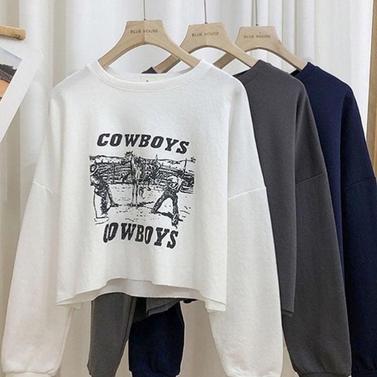 GSC - Cowboys Sweater CROP OVERSIZE - CREWNECK SWEATER WANITA - PAKAIAN WANITA TERLARIS