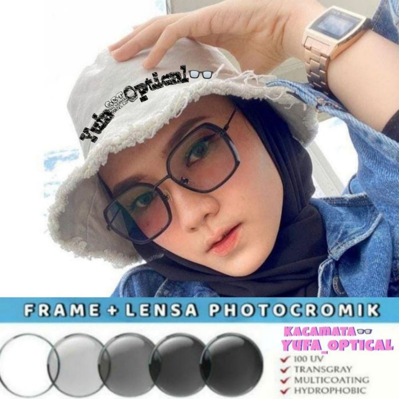 (COD)  [ KACAMATA PHOTOCROMIC ] kacamata murah /kacamata minus antiradiasi/kacamata wanita /kacamata