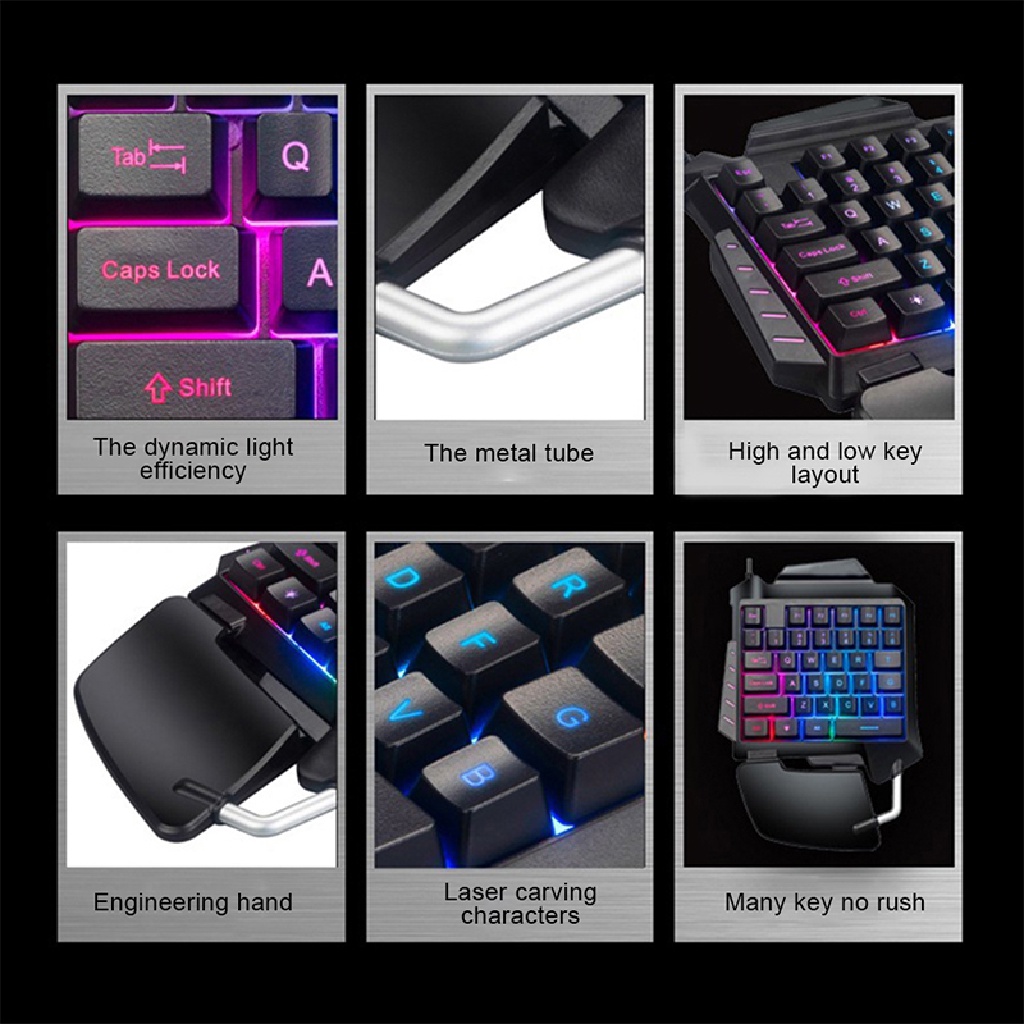 / / Beautifulhomeog.id / Keyboard Gaming Mekanikal Mini Satu Tangan Dengan Backlight RGB