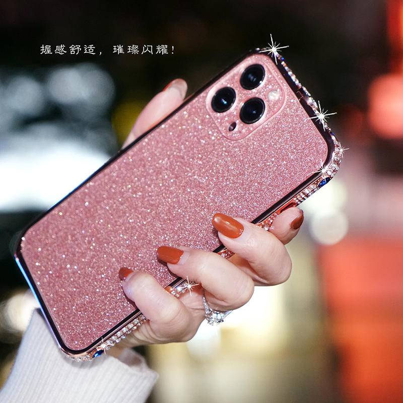 Casing iPhone 13 12 11 Pro Max XS Max Xr X XS Shockproof Aksen Berlian Imitasi Glitter 3 in 1