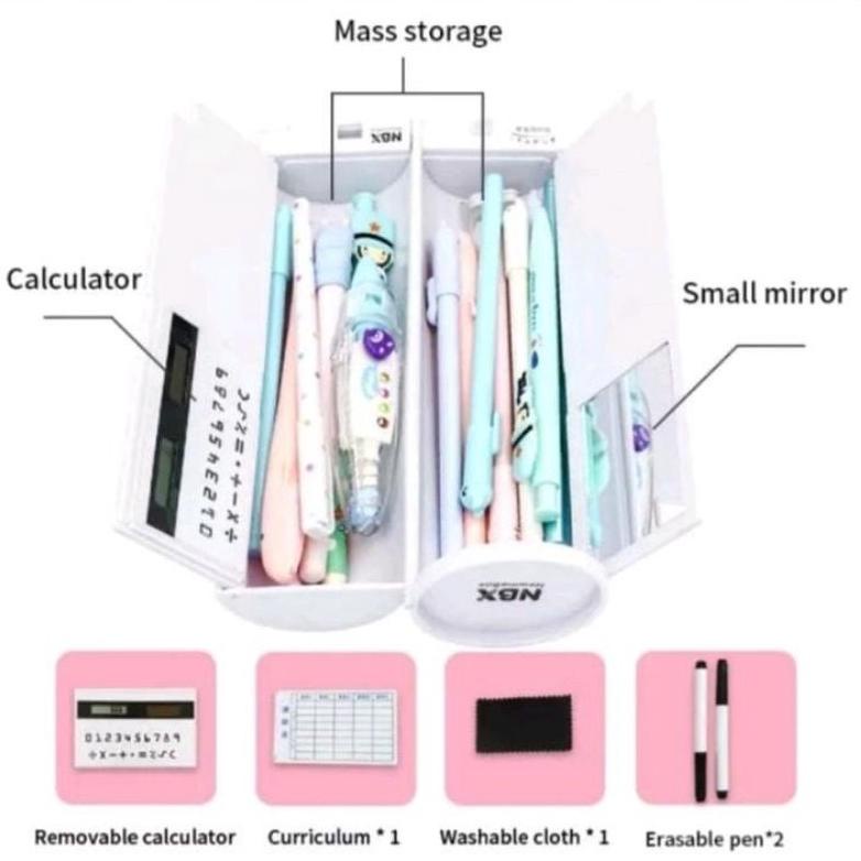 

[KODE 6F99Q] Tempat pensil bentuk tabung karakter, ada whiteboard, kalkulator, spidol dan cermin