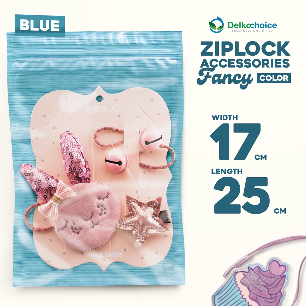 Plastik Klip Kombinasi Aksesoris - Plastik Ziplock Zipbag Blue 17x25