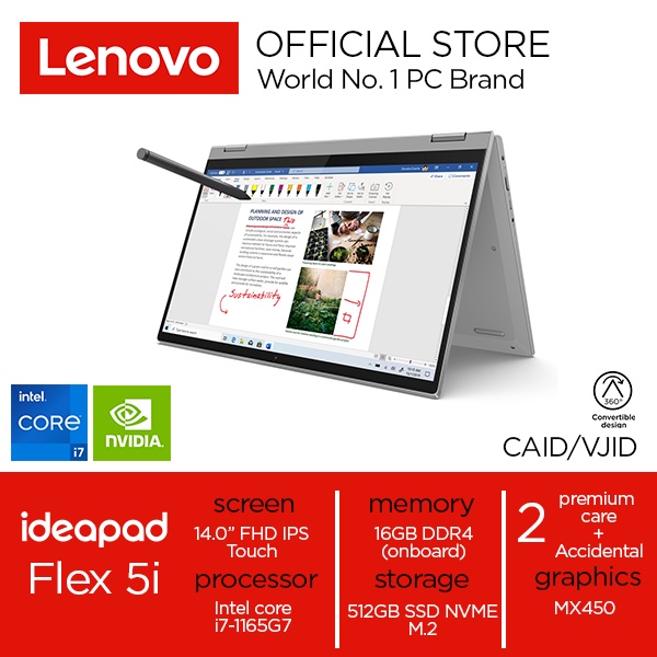 Lenovo IP Flex 5i CAID/VJID Intel core i7 1165G7/16GB/512SSD/MX450/14" FHD IPS Touch/WIN 10