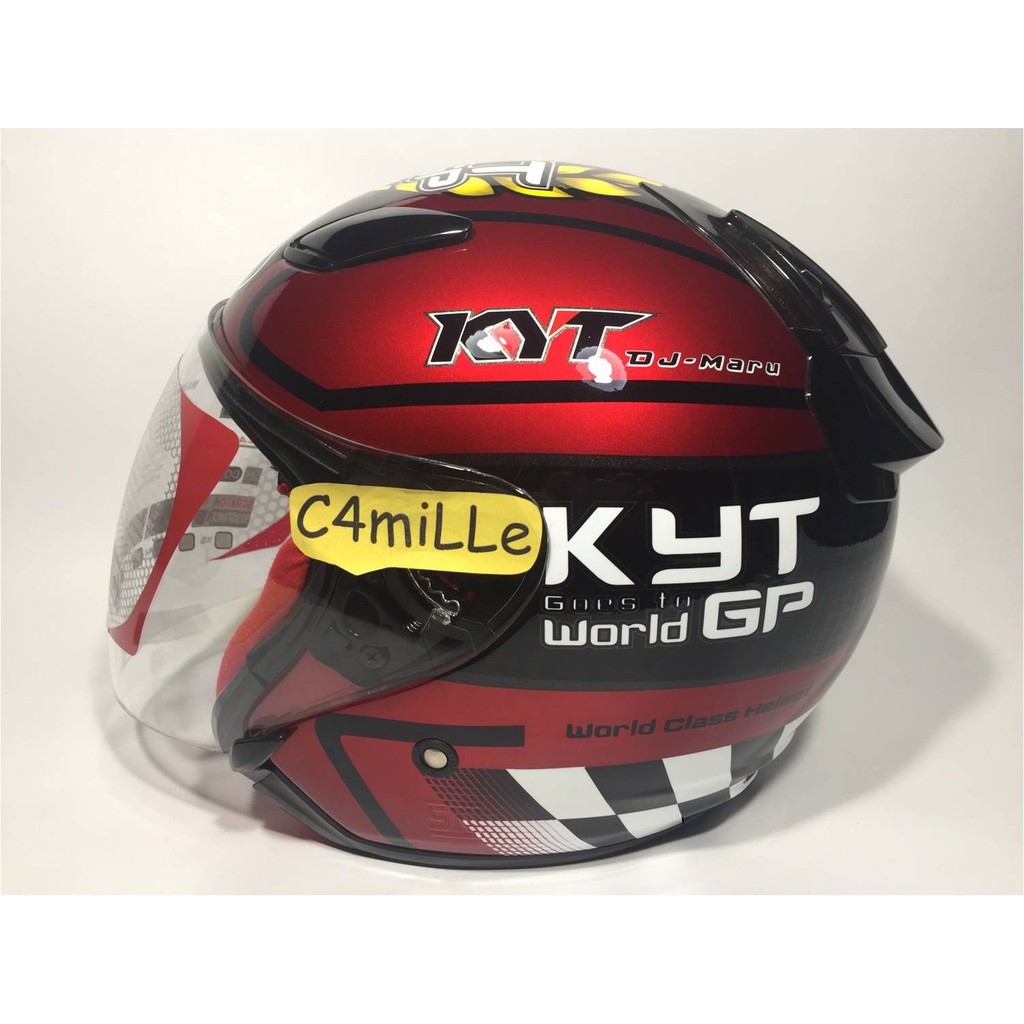  HELM KYT DJ MARU 11 RED MAROON BLACK HALF FACE Shopee 