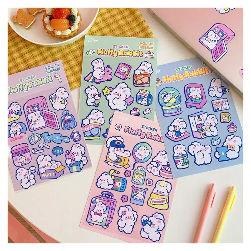 

1 LEMBAR STIKER FLUFFY RABBIT BESAR BULLET JURNAL DIY SCRAPBOOK LUCU MURAH