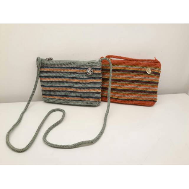 TAS SELEMPANG RAJUT DOWA UBUD HP BAG STRIPE SERIES